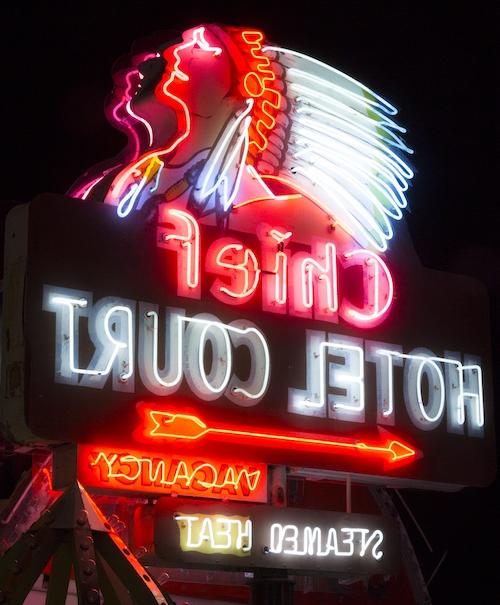 Chief Hotel Court sign at The Neon Museum